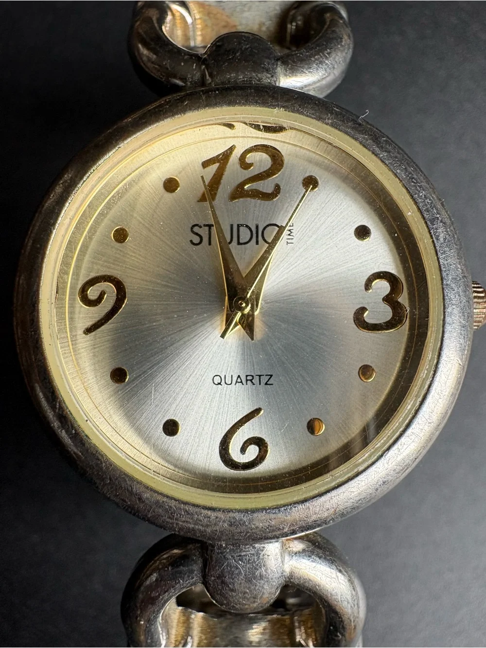 Studio Silver-Tone Women's Chain‎ Link Watch - Silver/Gold Dial